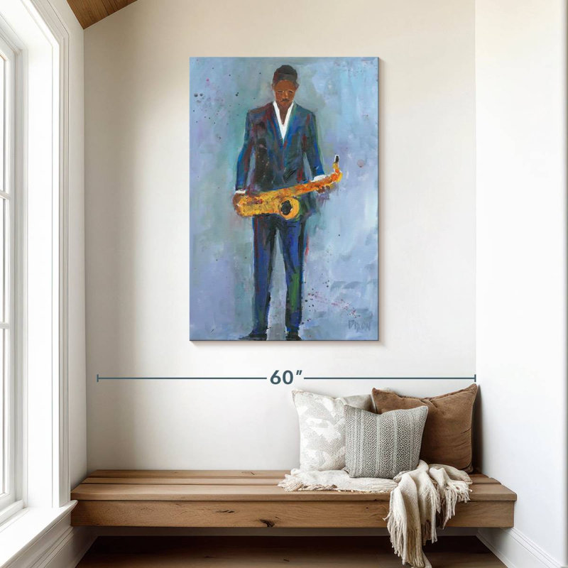 Abarca Sax In A Blue Suit, 45" H x 30" W