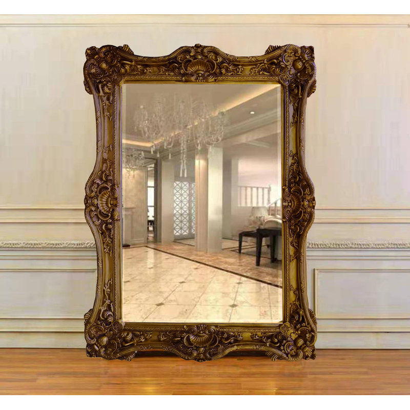 Solid Wood Rectangle Floor Mirror, Bronze