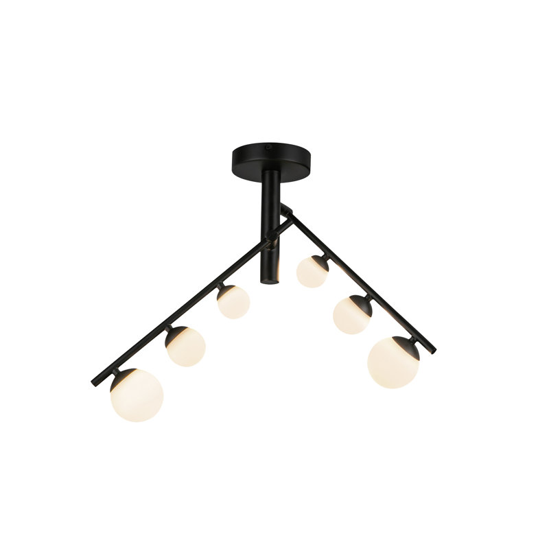 Cypress 2 Arm Opal Glass LED Semi-Flush, Black