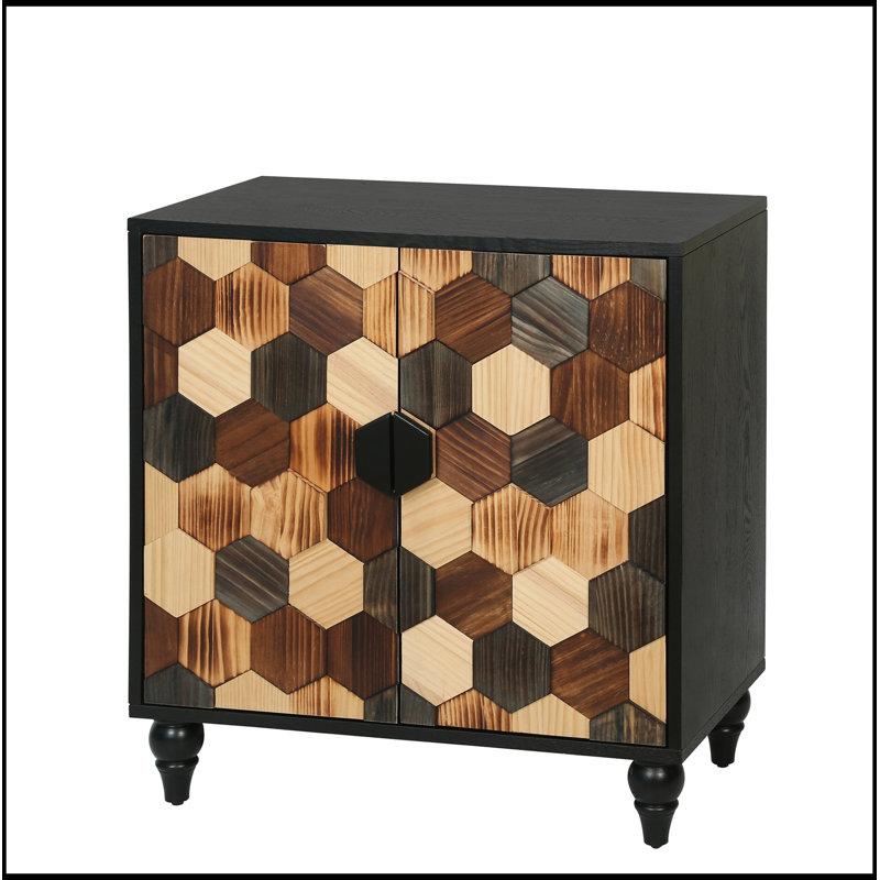 Armoire avec motif en nid d'abeille et 2 portes, Noir antique