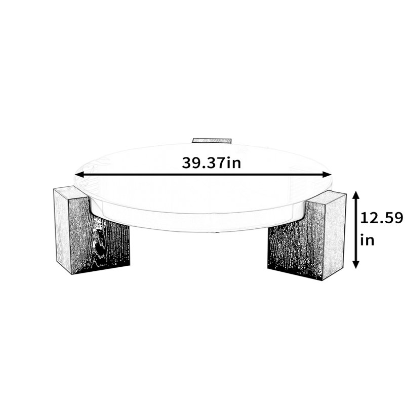 Minimalist Marble Coffee Table, 12.59" H x 39.37" L x 39.37" W