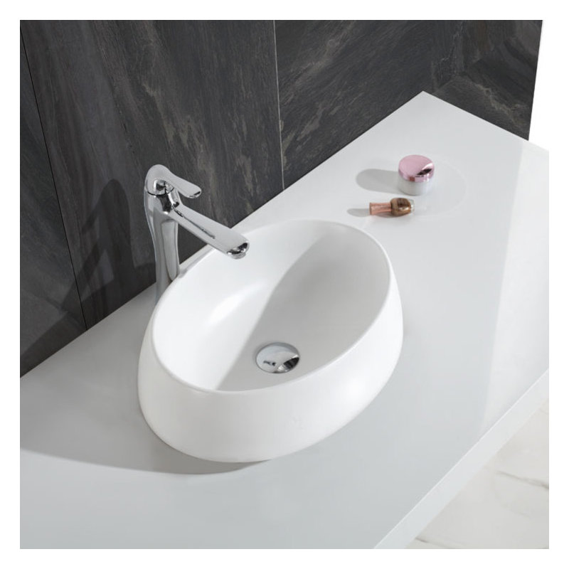 Lavabo vasque à poser ovale ADM, Brillant / blanc
