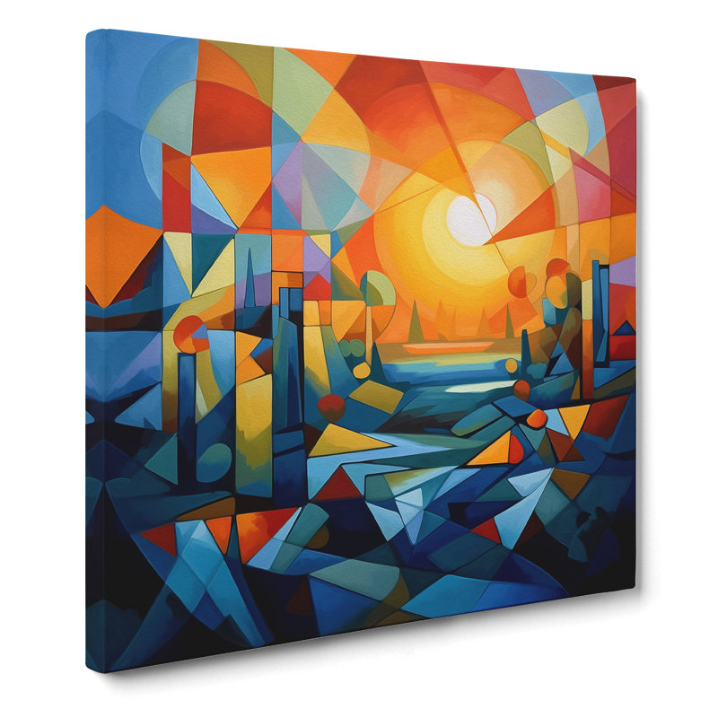 Sunrise Cubism No.4 - Wrapped Canvas, 35cm H x 35cm W x 3cm D