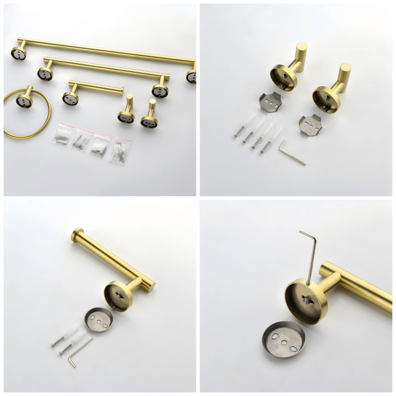 6 - Piece Bathroom Hardware Set, Gold