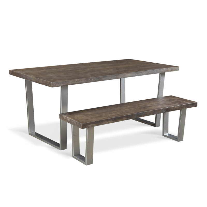 Forestner 71" 3 Piece Dining Set, Gray, Silver