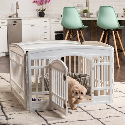 Dog Playpen 24" 4-Panel Dog Playpen With Door, Puppy Playpen, Dog Play Pen Indoors, Pet Fence, Puppies/Small Dogs,35 X 35 X 24,(White）