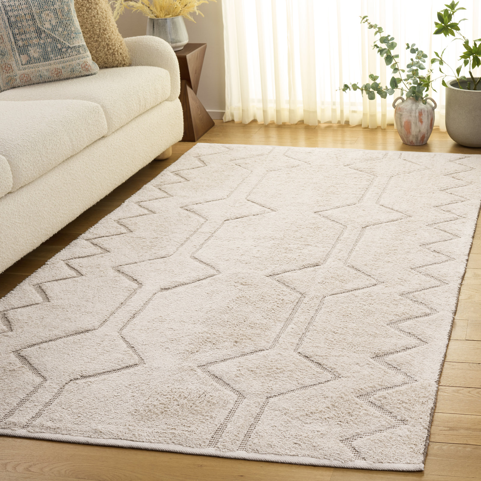Hand-Loomed Geometric Cotton Rug, Rectangle 5' x 8'