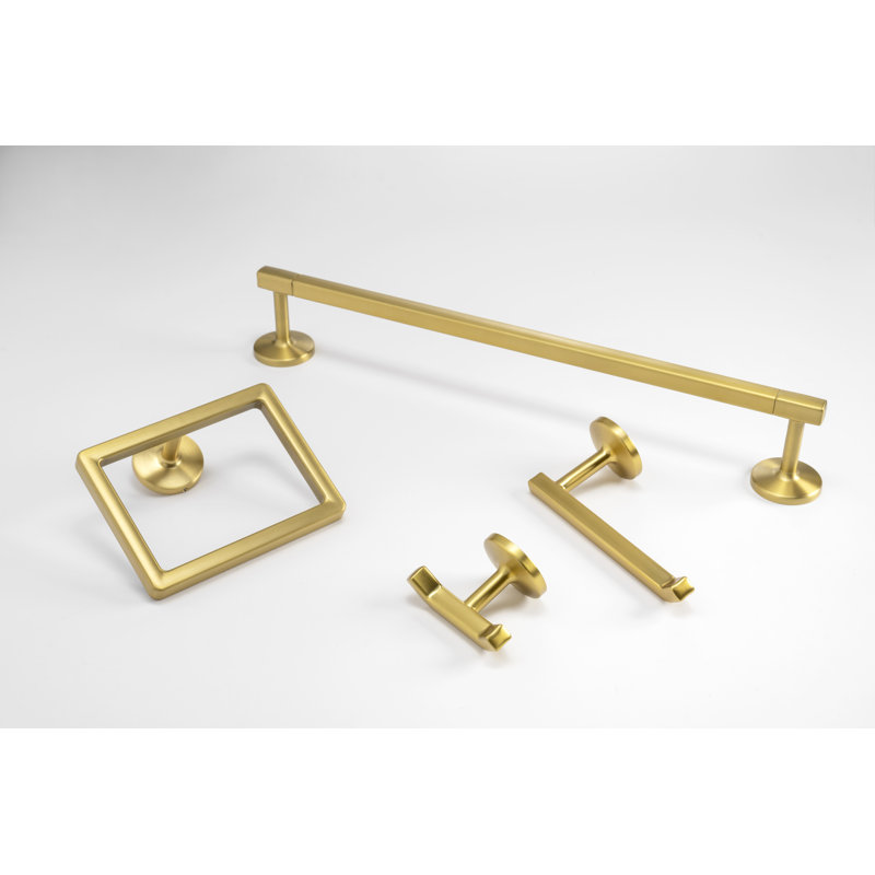 Barre à serviettes de la collection Woodward - laiton doré brossé 26-3 / 16 "x 2-3 / 16" - Accessoire de salle de bain contemporain