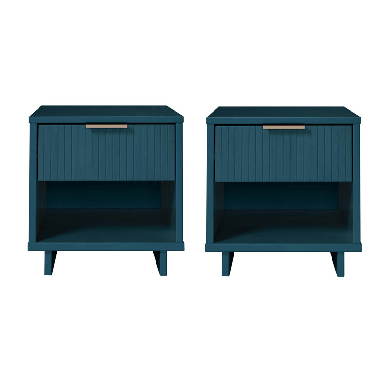 Laureli 18.11'' W Solid Wood Nightstand, Midnight Blue, Set of 2