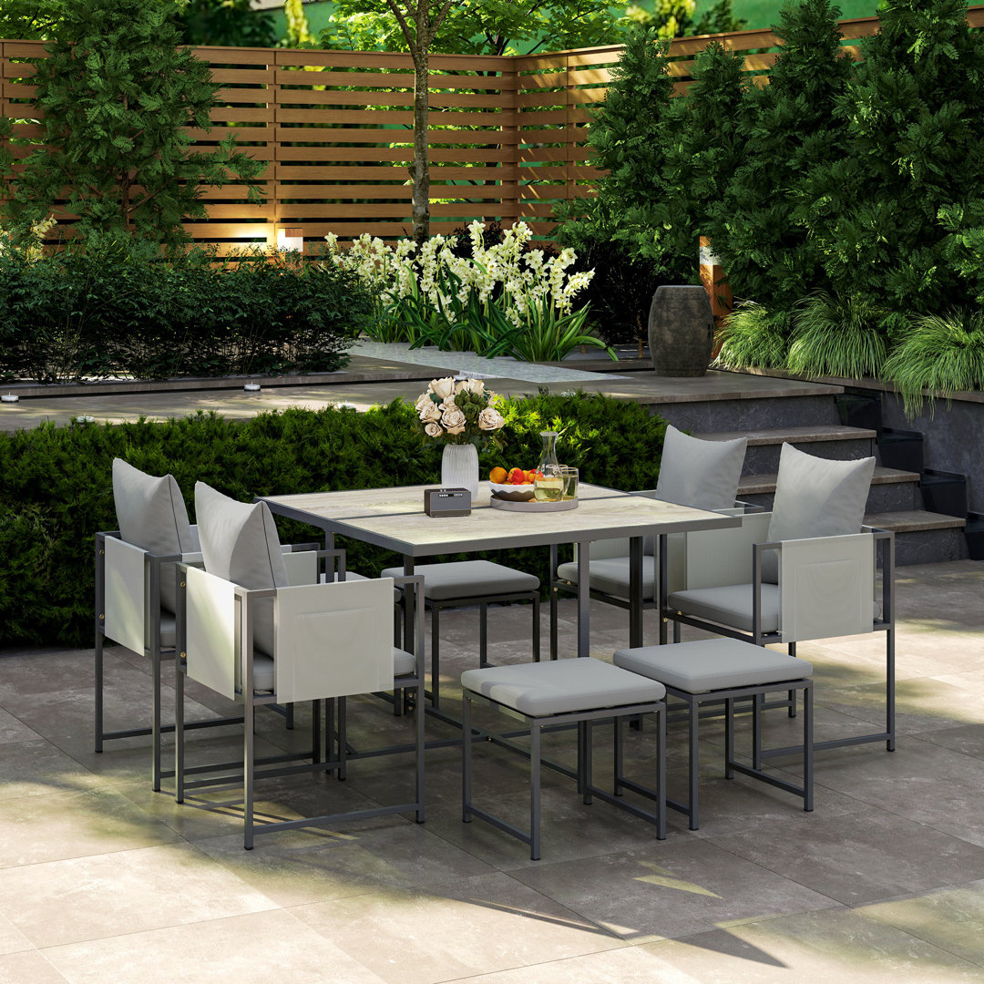 8 - Person Patio Dining Set with Square Table , Cushions Included