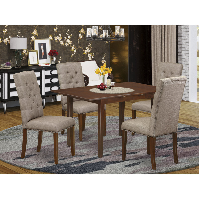 Ensemble de table de salle à manger en acajou, Dark Khaki, 3 pièces: 1 table, 2 chaises, H 30 po x L 60 po x l 32 po