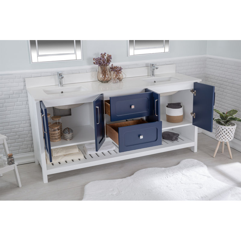 Meuble-lavabo double standard autoportant Cinamon 1800mm, Bleu