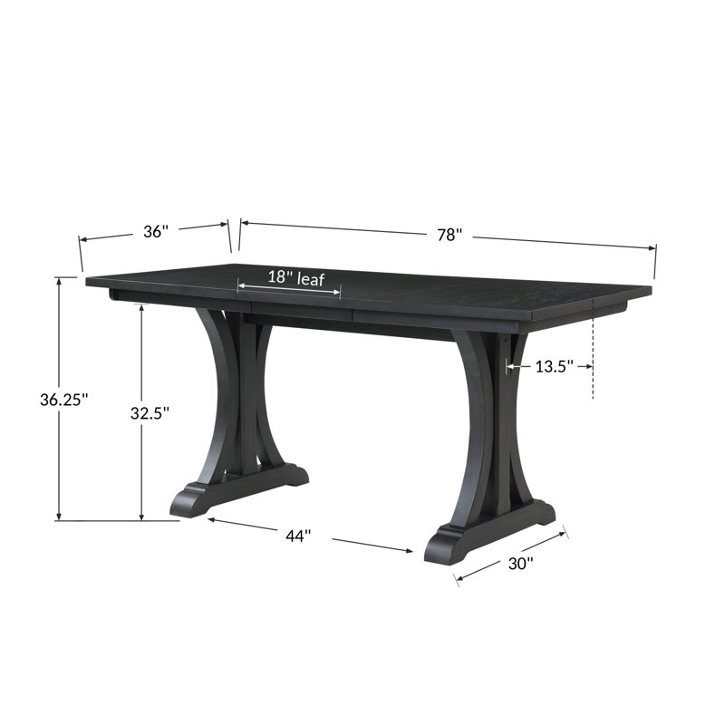 Aubina 36 " Extendable Rectangular with Solid Wood Base Dining Table