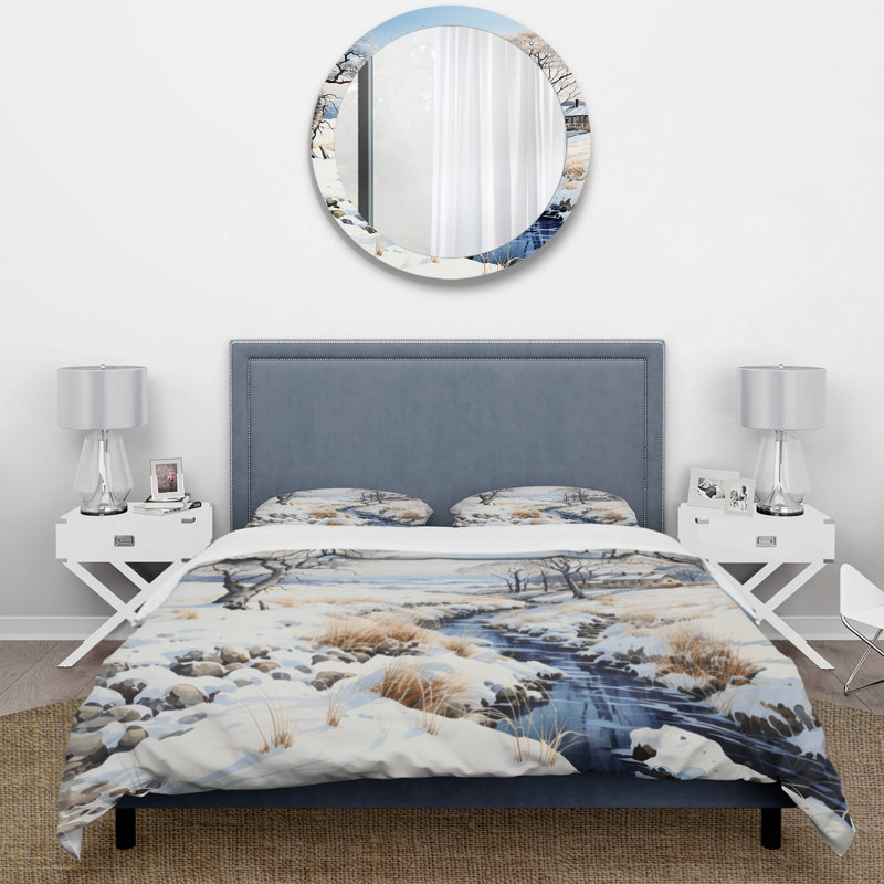 Ensemble de housse de couette en microfibre / polyester Snow River Winters Solitude Bedding