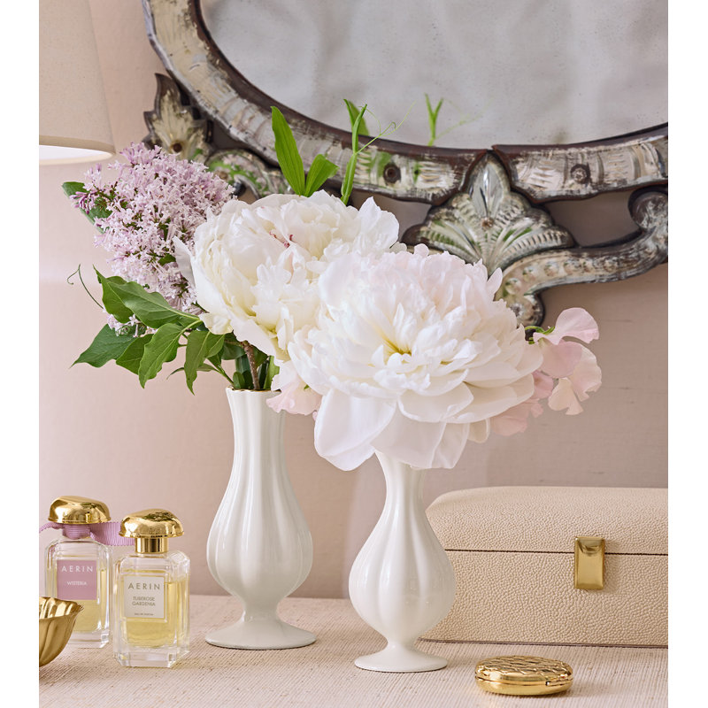 Pauline Medium Bud Vase, Cream, 5.3" H x 2.6" W x 2.6" D