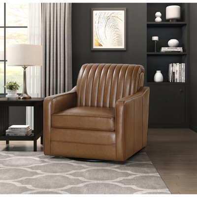 Chaise pivotante brune à usage de bureau - Revêtement en similicuir respirant, structure, aspect professionnel élégant avec rembourrage en mousse, fabrication en bois massif et contreplaqué, salon