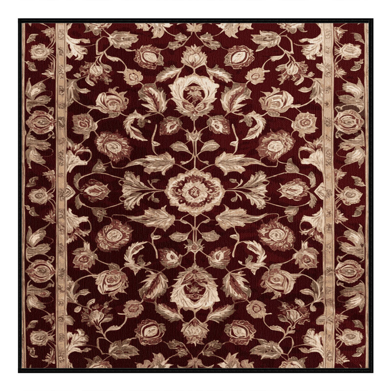 Machine Washable Persian Red Area Rug, Square 7'