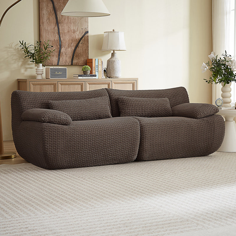 Causeuse, canapé surdimensionné et désossé, 78.8" W, Velours côtelé brun