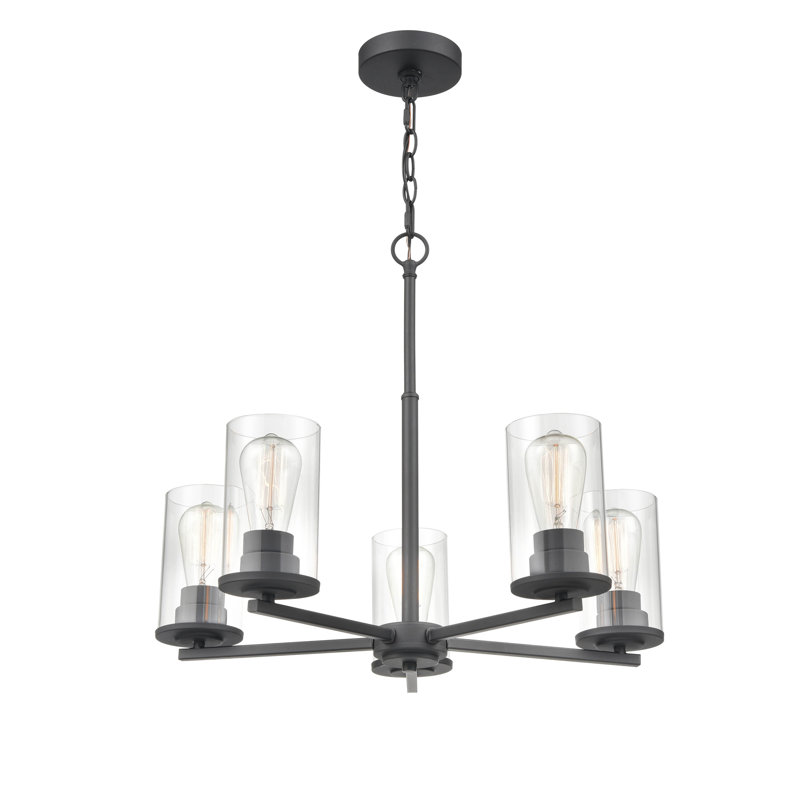 Lustre traditionnel à 5 lumières Verlana, Noir mat