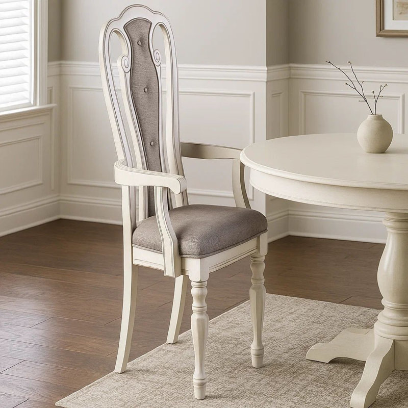 Tabatiere 19.5'' H Tufted Fabric Upholstered Armchair, Cream