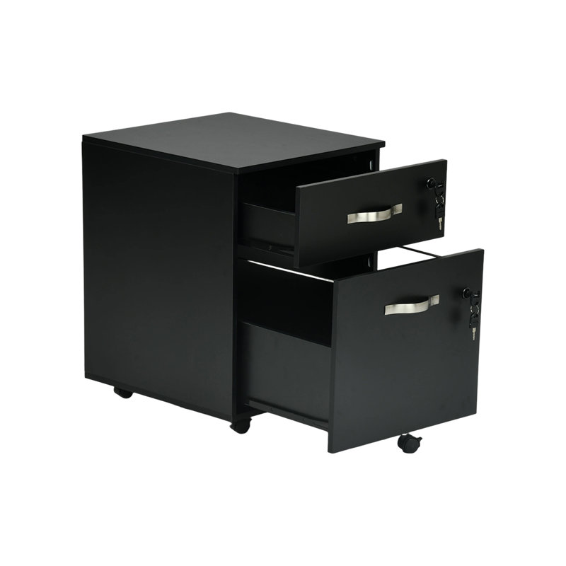 44cm Wide 2 -Drawer Mobile File Cabinet, Black