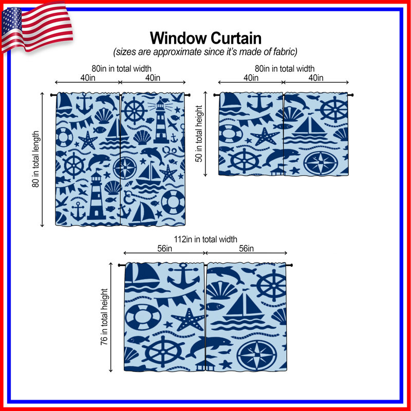 Rideaux obscurcissant et obscurcissant Nautical Elements, 80in x 82in - 2 panels, Sheer