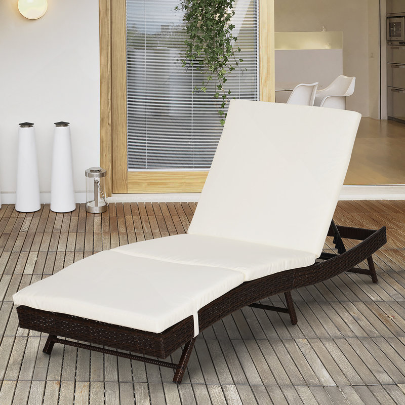 Outsunny Patio Chaise Lounge With 5-Position Adjustable Backrest, Cushioned Comfort, And Weather-Resistant Pe Rattan Wicker, Ideal For Poolside Relaxation
