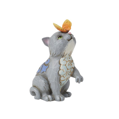 Jim Shore Heartwood Creek Cat and Butterfly Mini Figurine 3.3in H