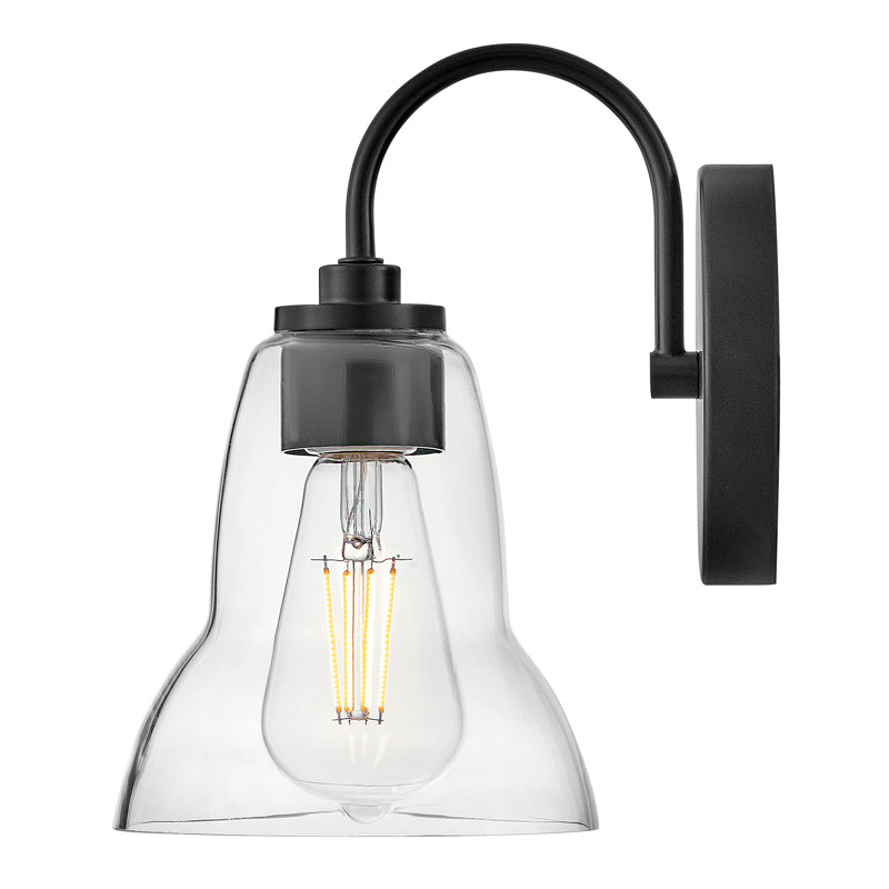 Applique murale de meuble-lavabo à une lumière avec verre en forme de cloche Vera, Noir, noir, noir, noir