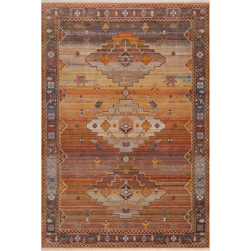 Tapis rétro style bohémien de style sud-ouest Sierra, Rectangle 2 pi x 3 pi