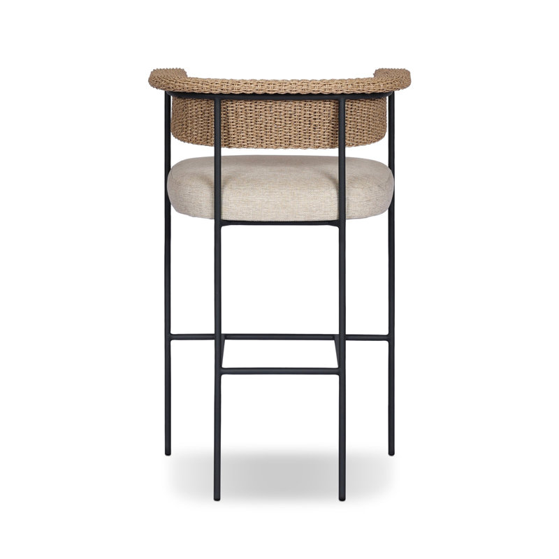 Carrie Outdoor Bar Stool, Beige, 30", Brown