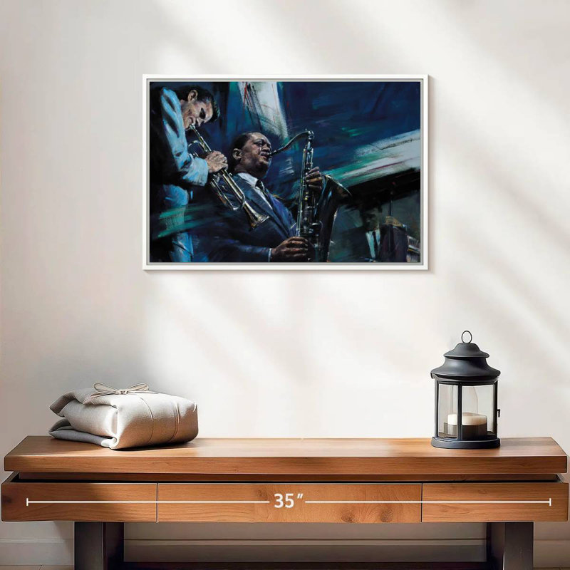 Bleu froid, 19 po x 13 po, Cadre flottant blanc