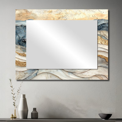Mouette moderne en marbre sur la plage - miroir animaux pour décoration murale - imprimé sur métal