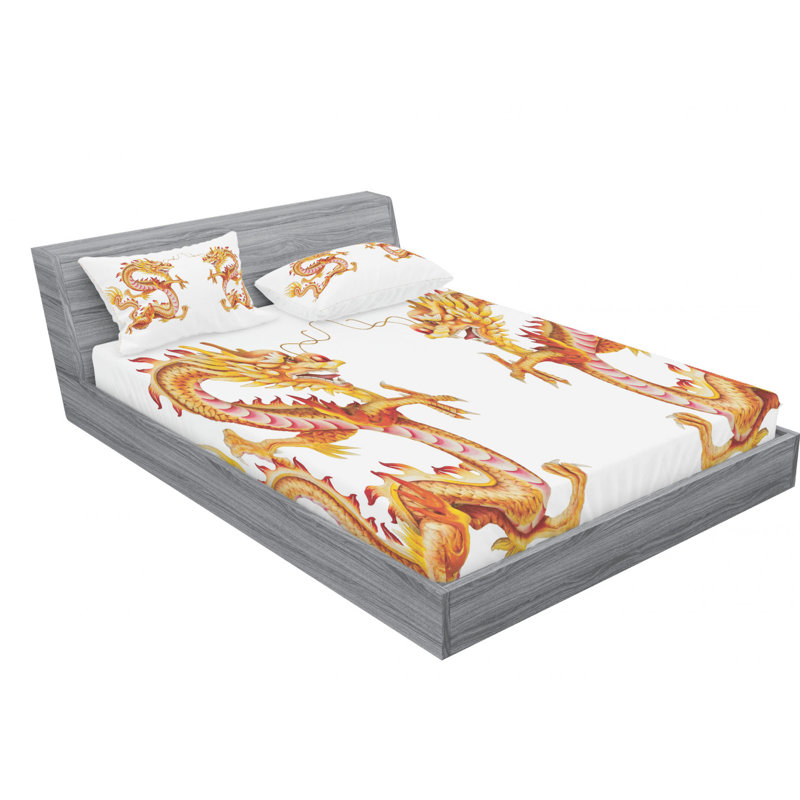 Dragon Microfiber Sheet Set, Queen Sheet Set + Fitted Sheet + 2 Pillowcases