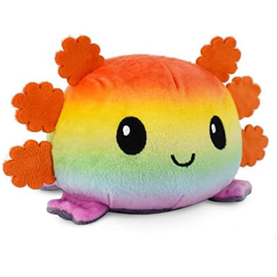 The Original Reversible Axolotl Plushie - Gray + Rainbow - Cute Sensory Fidget Stuffed Animals That Show Your Mood