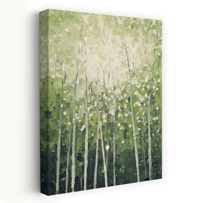 Green And White Forest Abstract Contemporary Wall Art