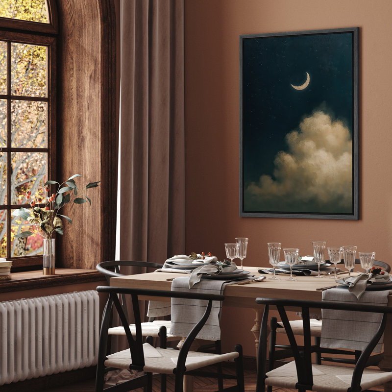Reproduction d'art encadrée sur toile encadrée, nuage, ciel nocturne, Noir, H 24 po x l 16 po, Cadre flottant
