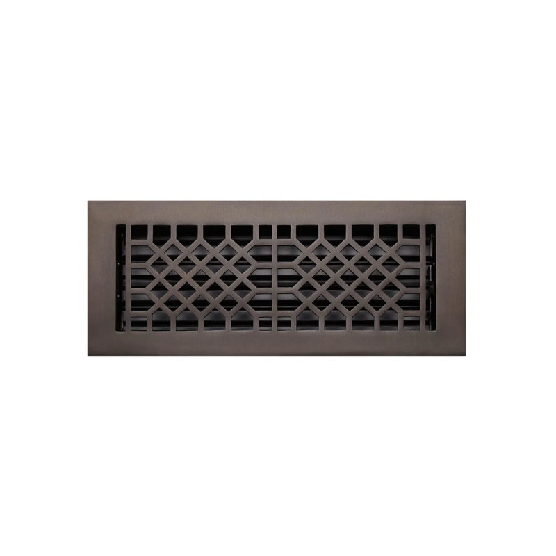 Antique Brass Floor Register, Black Nickel, 2.25" x 10"