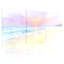 Plage, ciel pastel, vagues de l'océan, plage de sable, coucher de soleil, horizon, ensemble de 3 impressions sur toile-1420411454