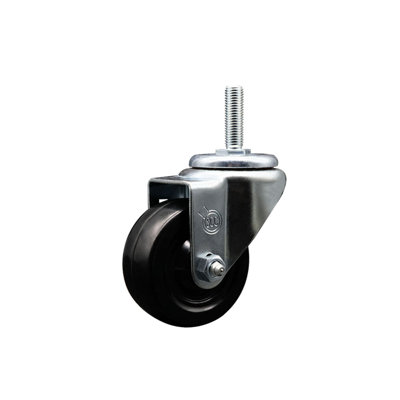 3 Inch Hard Rubber Wheel Swivel 3/4 Inch Threaded Stem Caster Service Caster