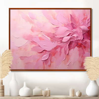 Or et rose, rivière abstraite minimale - art mural Fuschia