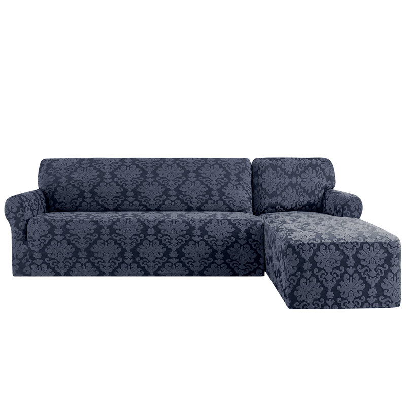 Box Cushion Sofa Slipcover, Grayish Blue