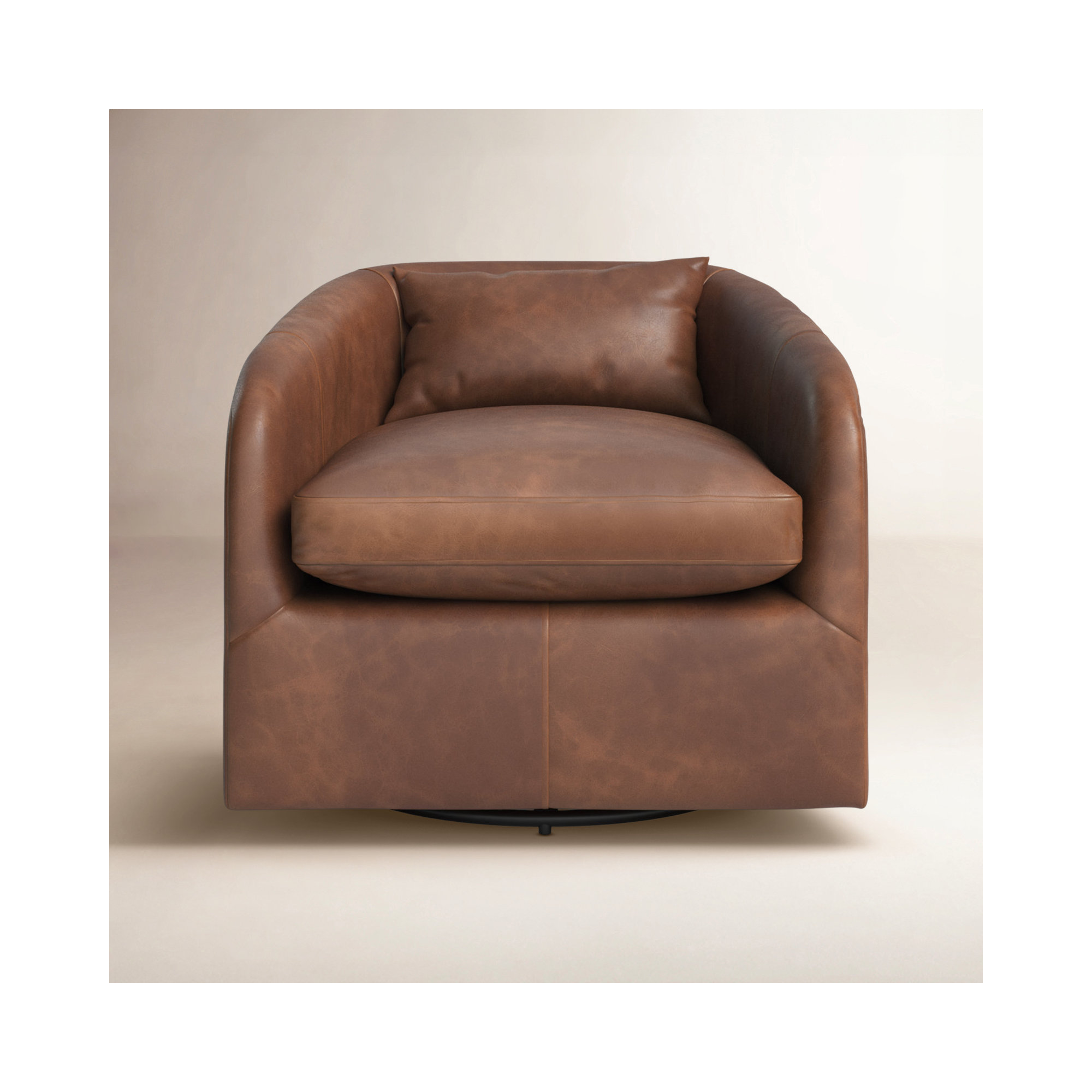 Paralimni Upholstered Swivel Armchair, Heirloom Sienna Genuine Leather