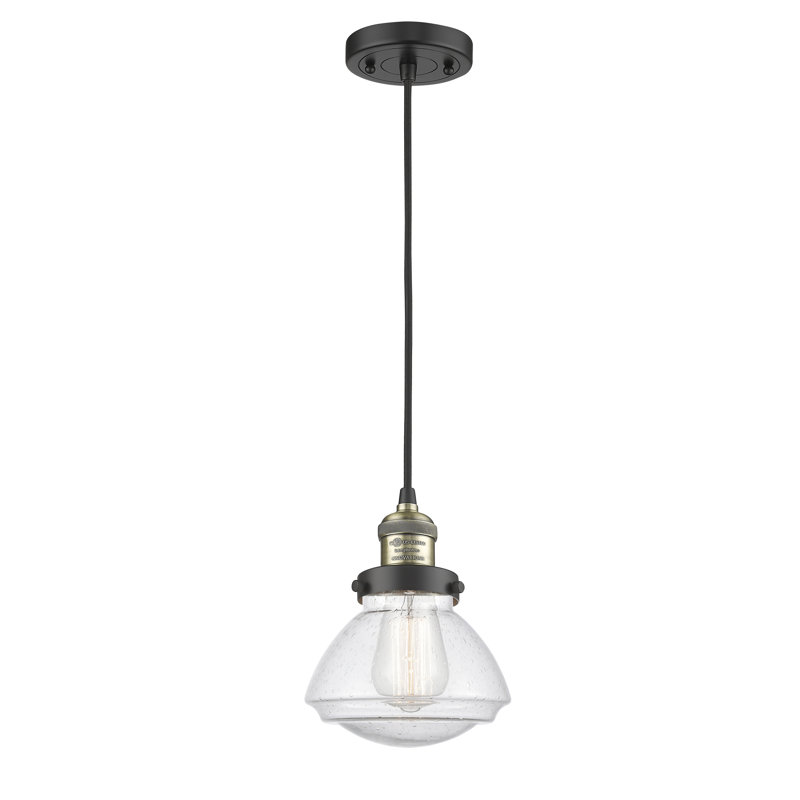 Luminaire suspendu simple à 1 lumière Chesterville, Grainé, Ampoule DEL 6 watts Vinage, Laiton antique noir