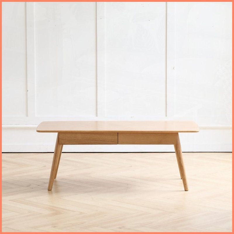 Table basse à 2 tiroirs en chêne massif North American Grade FAS - facile à assembler et facile à nettoyer