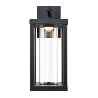 Latitude Run® Bertsche LED Outdoor Wall Sconce in Powder Coated Black with Clear Glass Shade