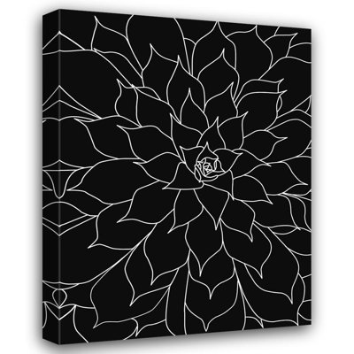 "Urban Epiphany Gallery", art sur toile titré: Ensemble de 2 plantes grasses blanches et noires (23_UE, RC, 196C)