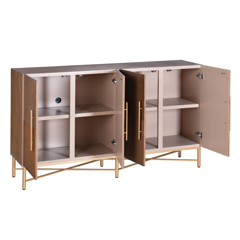 4-Door Wood Cabinet - Dark Natural
