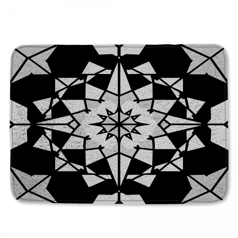 Tapis de bain noir à motif géométrique, L 34 po x L 21 po