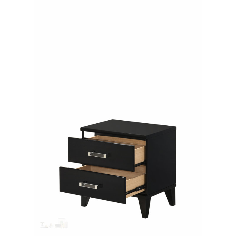 Élégante table de chevet en velours avec 2 tiroirs spacieux et poignées en cristal, conception capitonnée pour les chambres de luxe